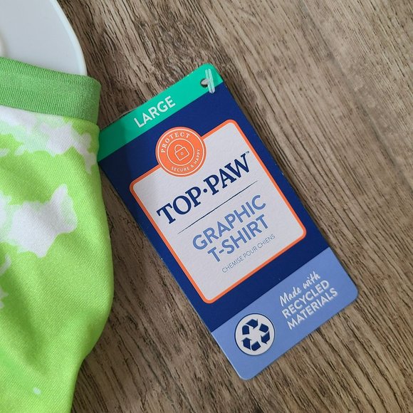 Top Paw Pet Dog Graphic T Shirt (size LG) & Hat (size L-XL) Set Green Tie Dye Te - Picture 5 of 8